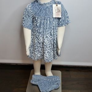 Jessica Simpson dusty blue velvet girl 2 pic dress